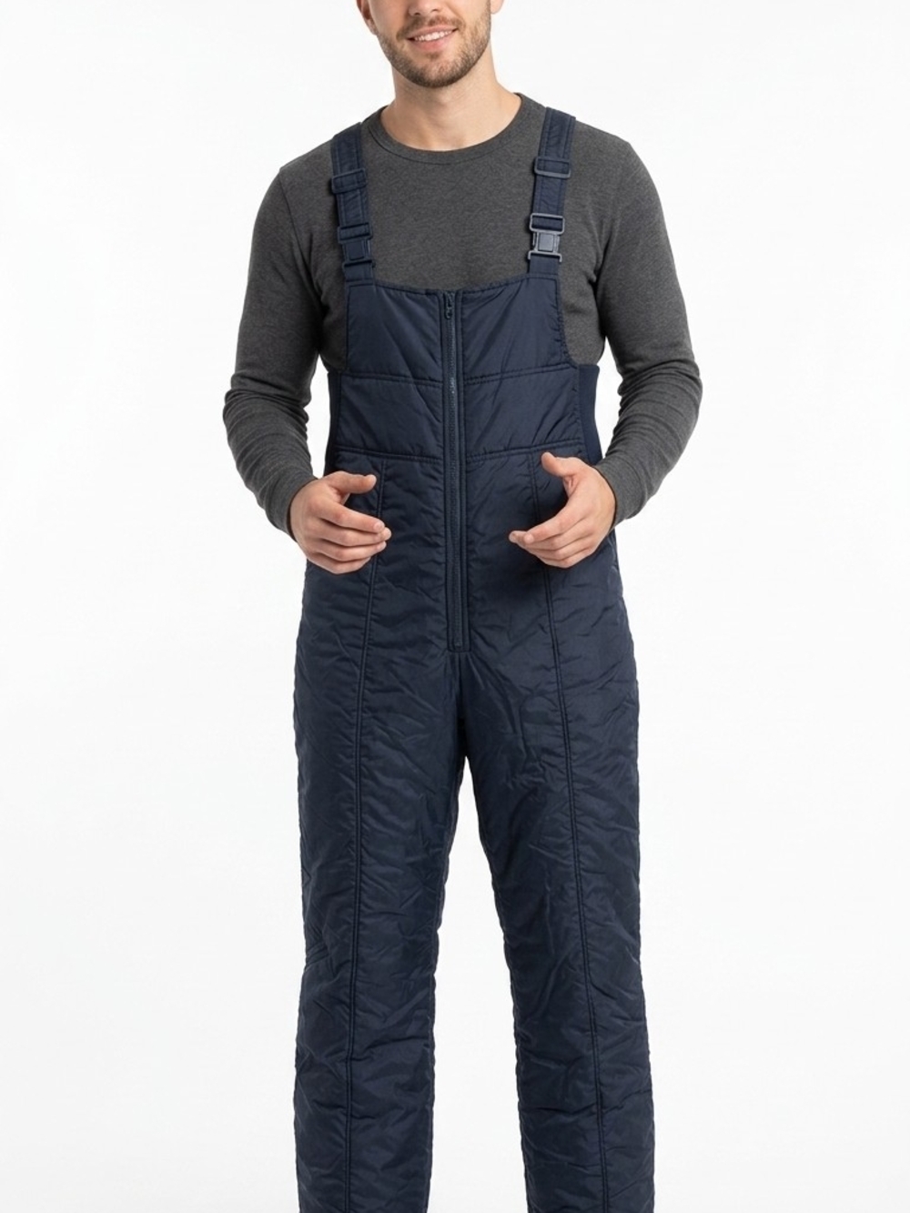 Vintage Skitique Insulated Snow Bib Overalls. Navy Blue